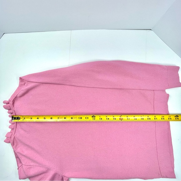 J. CREW Women's Ruffle Neck Pink Long Sleeve Sweater 100% Cotton Size Small - Picture 6 of 6